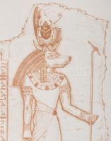 K. Bereczky Ildikó: Egyiptom. Színezett rézkarc. Jelzett, sorszámozott. 19/50. 32x21 cm Üvegezett ke...