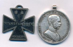 1914. "Ferenc József II. osztályú Ezüst Vitézségi Érem" jelzetlen Ag kitüntetés mellszalag nélkül. Szign.: Tautenhayn + 1916. "Károly-csapatkereszt" Zn kitüntetés (sérült) T:XF-F Hungary 1914. "Silver Gallantry Medal, IInd Class" Ag decoration without hallmark and without ribbon. Sign.: Tautenhayn + 1916. "Charles Troop Cross" Zn decoration (damaged) C:XF-F NMK 133., 295.