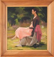 Thorma jelzéssel: Nő székben. Olaj, karton. Keretben. 36x30 cm