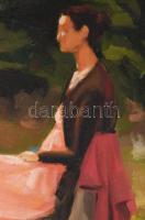 Thorma jelzéssel: Nő székben. Olaj, karton. Keretben. 36x30 cm