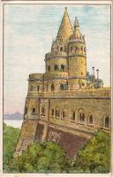 1914 Budapest I. Részletek a Halászbástyáról. Készültek az O. M. Kir. Iparművészeti Iskolában. Magyar Földrajzi Intézet R.-T. kiadása s: Motti R. (EK)