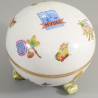 Herendi Viktória mintás bonbonier, márkázott, jelzett, hibátlan, d: 11,5 cm, m: 10 cm
