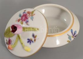 Herendi gyűrűtartó edényke, jelzett, szirmon pattogzással, d: 6,5 cm