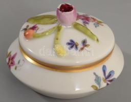 Herendi gyűrűtartó edényke, jelzett, szirmon pattogzással, d: 6,5 cm