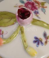 Herendi gyűrűtartó edényke, jelzett, szirmon pattogzással, d: 6,5 cm