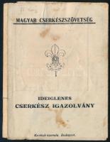 1945. november 6. Izraelita tanuló részére kiállított ideiglenes cserkész igazolvány