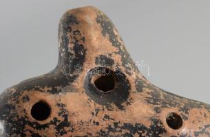 Kerámia okarina, kopott, h: 14 cm