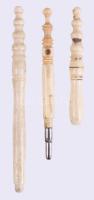 3 darab régi csont ceruza / toll markolat, h: 11 cm alatt