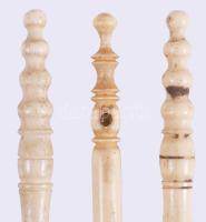 3 darab régi csont ceruza / toll markolat, h: 11 cm alatt