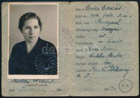 1944. március 23. Izraelita részére kiállított igazolvány a Soproni Pamutgyár Rt.-től