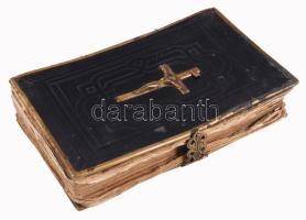 Régi biblia réz szerelékkel, 19x12 cm