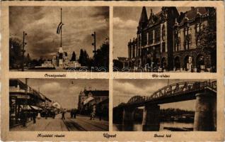1944 Budapest IV. Újpest, országzászló, Városháza, Árpád út, Dunai híd (fl)