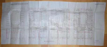 Teszár Józsefné építkezésének (VI. kerület Lovag utca 13.) tervrajza, 43×103 cm