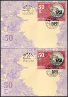 2025 Magyar rockklasszikusok - 50 éves az East fogazott + vágott blokk 2 db FDC-n, azonos sorszámmal