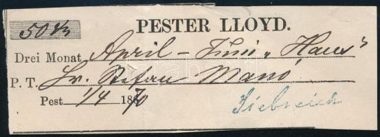 1870 Pest, Pester Lloyd újság előfizetési nyugta