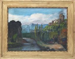 Kovács jelzéssel: Várrom. Olaj, vászon, fa keretben 35x45 cm