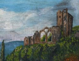 Kovács jelzéssel: Várrom. Olaj, vászon, fa keretben 35x45 cm