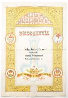 1962 Bp., Díszoklevél 50 éves kisipari munkásságért, hajtott, szakadással