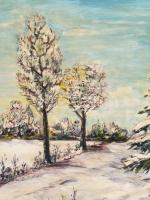 Farkas Gy. jelzéssel: Téli táj. Olaj, farost. Keretben 50x42 cm