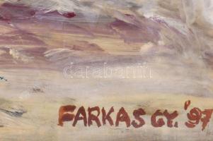 Farkas Gy. jelzéssel: Téli táj. Olaj, farost. Keretben 50x42 cm