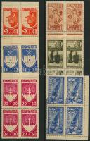 1942 Bukovina visszacsatolása sor 4-es tömbökben Mi 746-748 + Besszarábia visszacsatolása sor 4-es tömbökben Mi 749-751