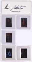 Marton Éva (1943-) opera-énekesnő aláírása és 5 db őt ábrázoló diapozitív