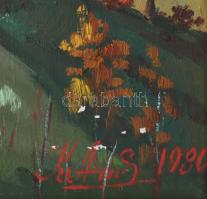 Azonosítatlan. jelzéssel: Őszi hegyoldal. Olaj, vászon, sérülésekkel, jó keretben 78x57 cm