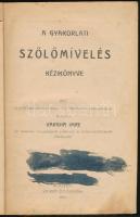 Vargha Imre: A gyakorlati szőlőmívelés kézikönyve. Bp., 1921, szerzői kiadás (Erzsébetfalva, Nagy és Polach-ny.), VII+(1)+227 p. Átkötött félvászon-kötésben, az előzéklapon vágásból eredő hiánnyal, helyenként kissé foltos lapokkal, tulajdonosi névbejegyzéssel, a címlapon tintafoltokkal.
