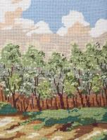 Nagy méretű gobelin dekoratív képkeretben. 35x84 cm