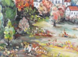 Jelzés nélkül: Templomtornyok. Olaj, farost, fa keretben 55x40 cm