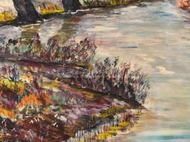 Farkas Gy. jelzéssel: Őszi táj. Olaj, farost, fa keretben 50x36 cm