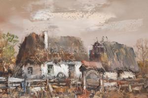 Mág Tamás. (1952 - 2019): Erdélyi paraszt tanya. Olaj, farost, jelzett, 40x60 cm. Minimálisan sérült...