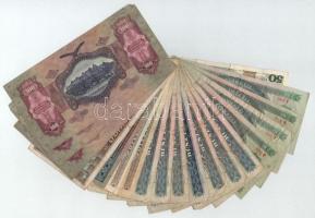 Vegyes, 19db-os, főleg magyar bankjegytétel, közte 1969. 10Ft alacsony "A 359 000097" sors...
