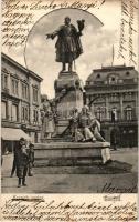 1904 Szeged, Kossuth szobor, Grosz Testvérek, Pósz Alajos üzlete. Várnay L. kiadása (fa)