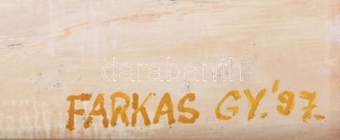 Farkas Gy jelzéssel: Téli táj. Olaj, farost, fa keretben. 42x60 cm