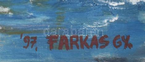 Farkas Gy jelzéssel: Patakpart. Olaj, farost, fa keretben. 34x52 cm