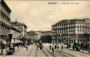 Budapest VIII. Kálvin tér, Nemzeti Múzeum, gyógyszertár, villamos