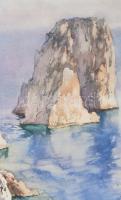 Aldo Raimondi (1902?1997): Capri XV. ofszet nyomat, üvegezett keretben 57x40 cm