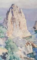 Aldo Raimondi (1902?1997): Capri XV. ofszet nyomat, üvegezett keretben 57x40 cm