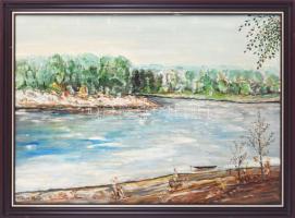 Farkas jelzéssel: Körös torok. Olaj, farost, dekoratív keretben 50x65 cm