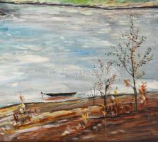 Farkas jelzéssel: Körös torok. Olaj, farost, dekoratív keretben 50x65 cm