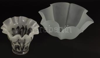 2 darab régi üveg lámpabúra, d: 13-20 cm