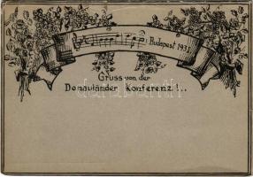 1931 Budapest, Gruss von der Donauländer Konferenz! / Duna régió zenei konferencia, kotta / musician conference, sheet music (felületi kopás / worn surface)