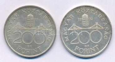 1992-1993. 200Ft Ag "MNB" (2xklf) T:AU,XF patina Adamo F13