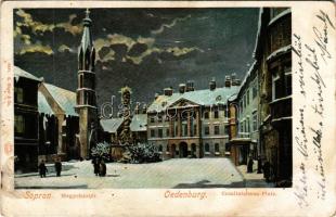 1902 Sopron, Megyeház tér télen este. G. Rüger &amp; Co. Auto-Chrom (b)