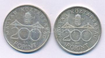 1992. 200Ft Ag "MNB" + 1994. 200Ft Ag "Deák" T:AU,XF patina Adamo F13, F13.1