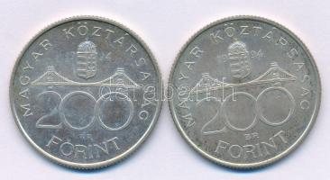 1994. 200Ft Ag "Deák" (2x) T:AU,XF patina Adamo F13.1