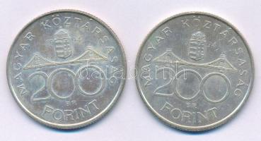 1994. 200Ft Ag "Deák" (2x) T:AU,XF patina Adamo F13.1