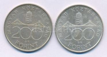 1994. 200Ft Ag "Deák" (2x) T:AU,XF patina Adamo F13.1