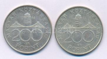 1994. 200Ft Ag "Deák" (2x) T:AU,XF patina Adamo F13.1